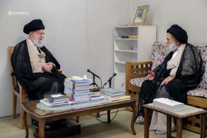 عکس/ آیت‌الله مستجابی و رهبر انقلاب در یک قاب