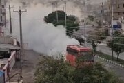 دود عجیب یک اتوبوس در مسجدسلیمان